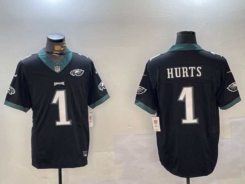 Men Philadelphia Eagles #1 Hurts Black three generations 2024 Nike Limited NFL Jersey style 2->philadelphia eagles->NFL Jersey